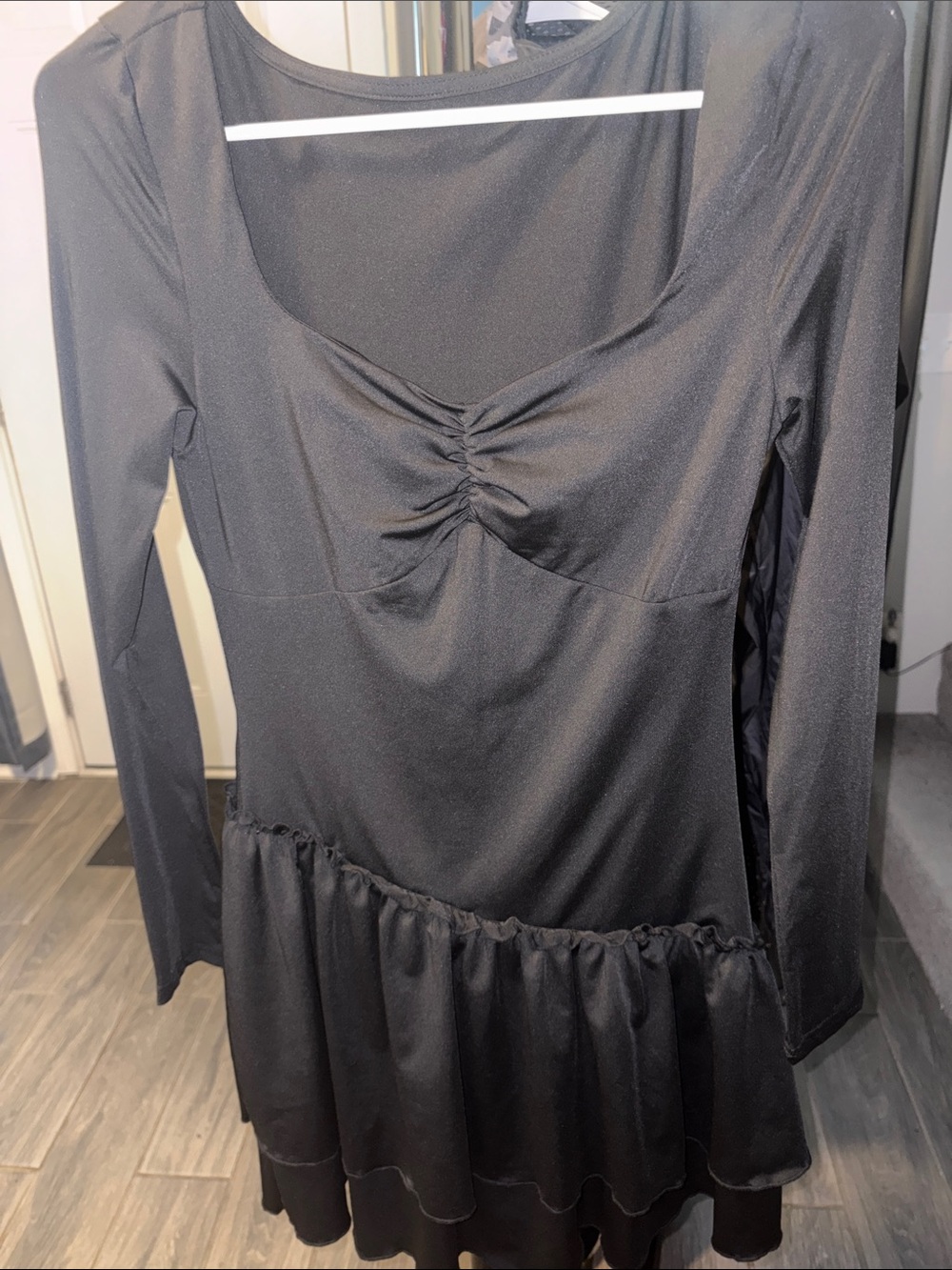 Hyperfire Women’s Black Ruffled Long-Sleeve Dress medium